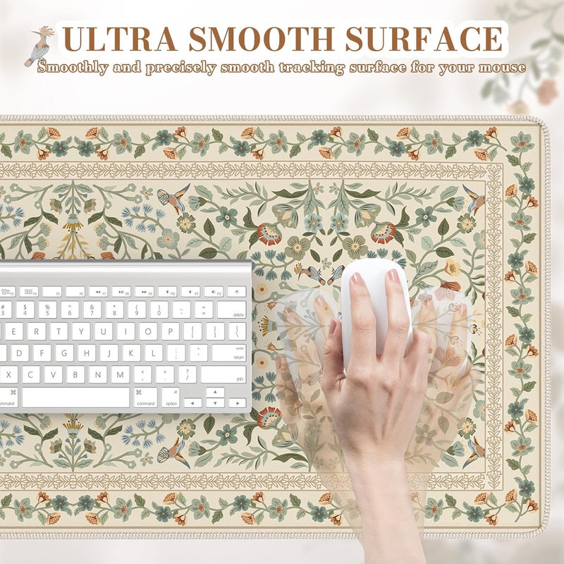 iCasso Desk Mat for Keyboard and Mouse, Large Mouse Pad, Desk Pad Mat, Anti-Slip Big Mousepad with Stitched Edges for Computer Desktop(Beige) - Image 3
